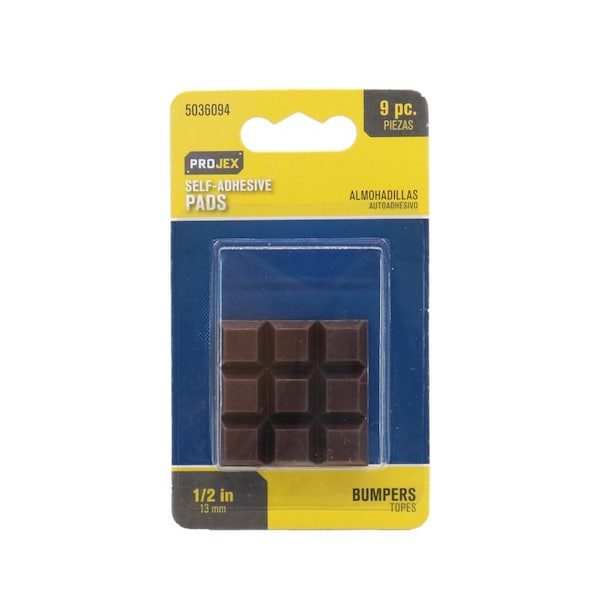 Projex Rubber Self Adhesive Bumper Pad Brown Square 1/2 in. W X 1/2 in